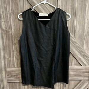 Zaraknit Pleather Elegant Black Sleeveless Top